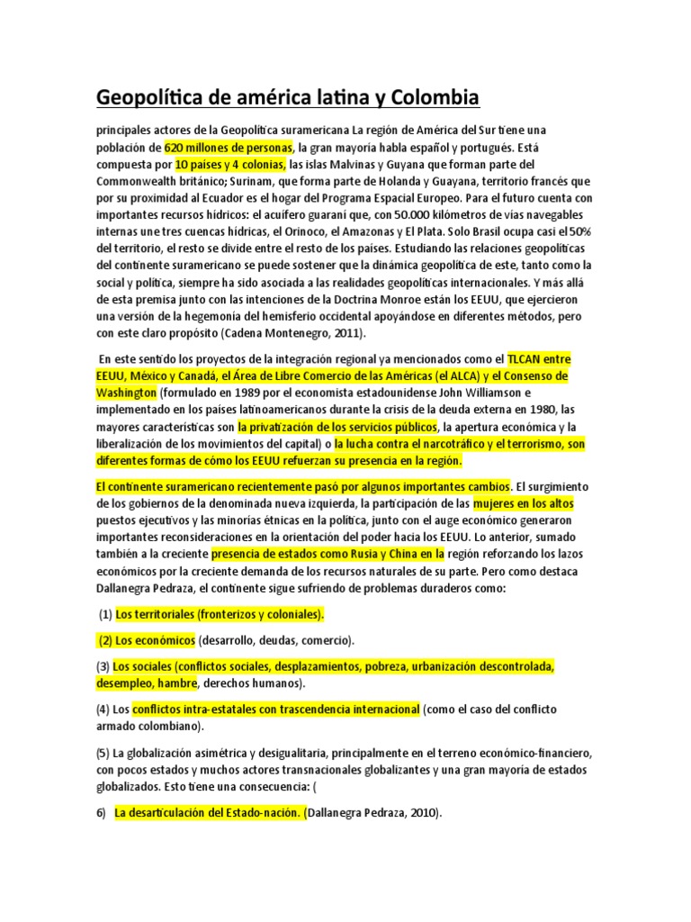 Geopolítica de América Latina y Colombia | PDF | Américas | America latina