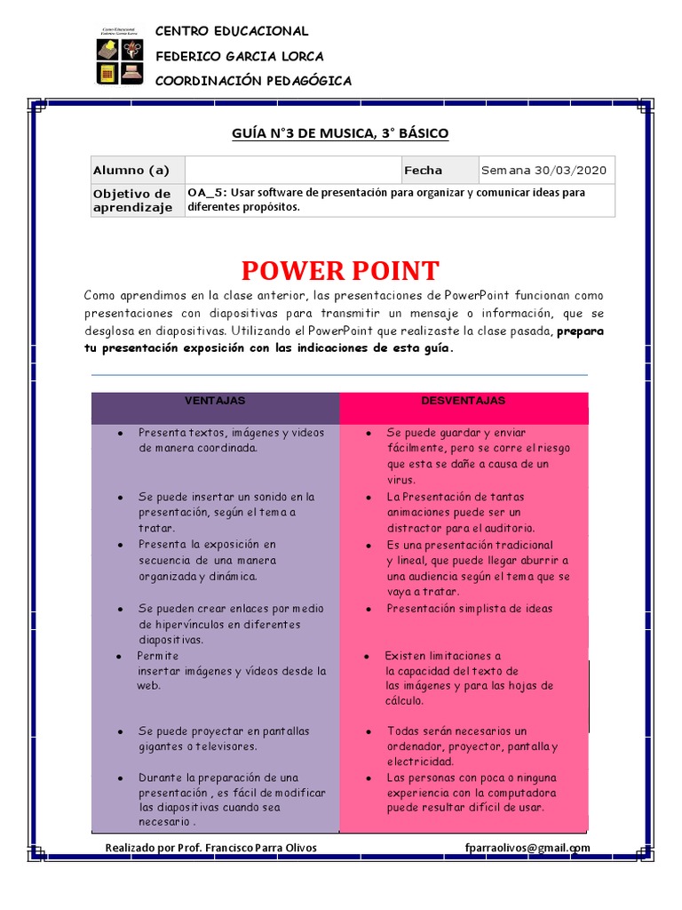 Guía de PowerPoint para 3° Básico | PDF | Microsoft PowerPoint | Software