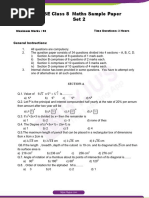 CBSE Class 8 Maths Sample Paper Set 2 PDF