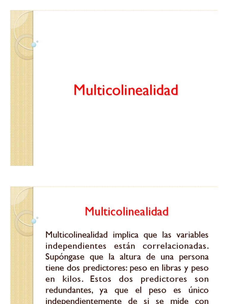 Multicolinealidad | PDF | Multicolinealidad | Estadísticas multivariantes