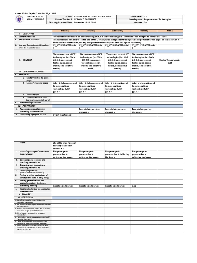 DLL - Empowerment - Technologies - For Merge | PDF | Educational ...