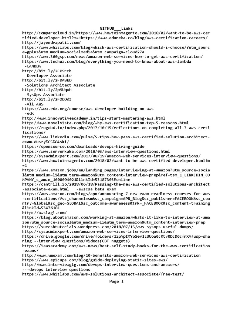 GITHUB Links | PDF | Cloud Computing | Information And Communications ...