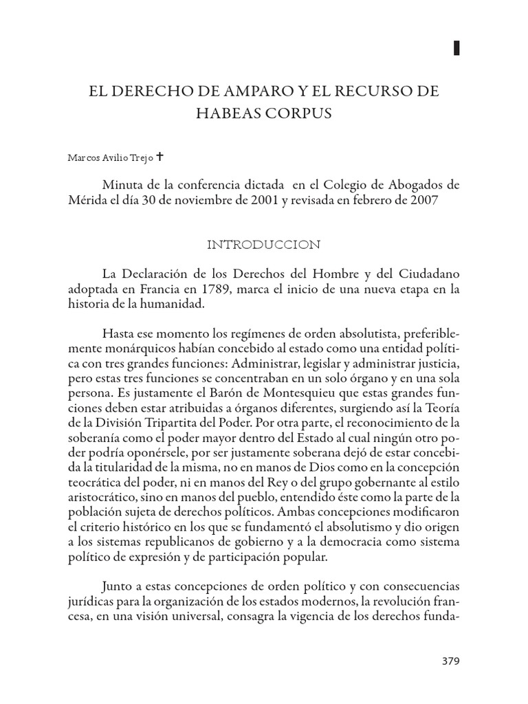 Amparo y Recurso de Habeas Corpus Ula | PDF | Habeas corpus | Derecho ...
