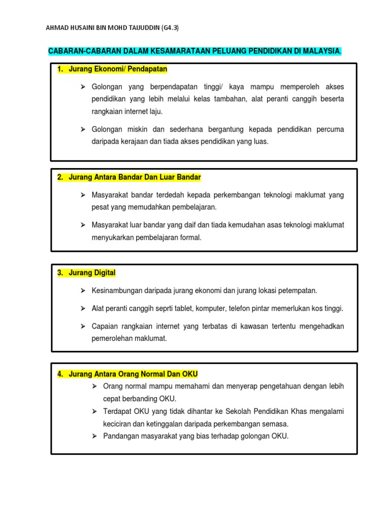 Cabaran Kesamarataan Pendidikan  PDF
