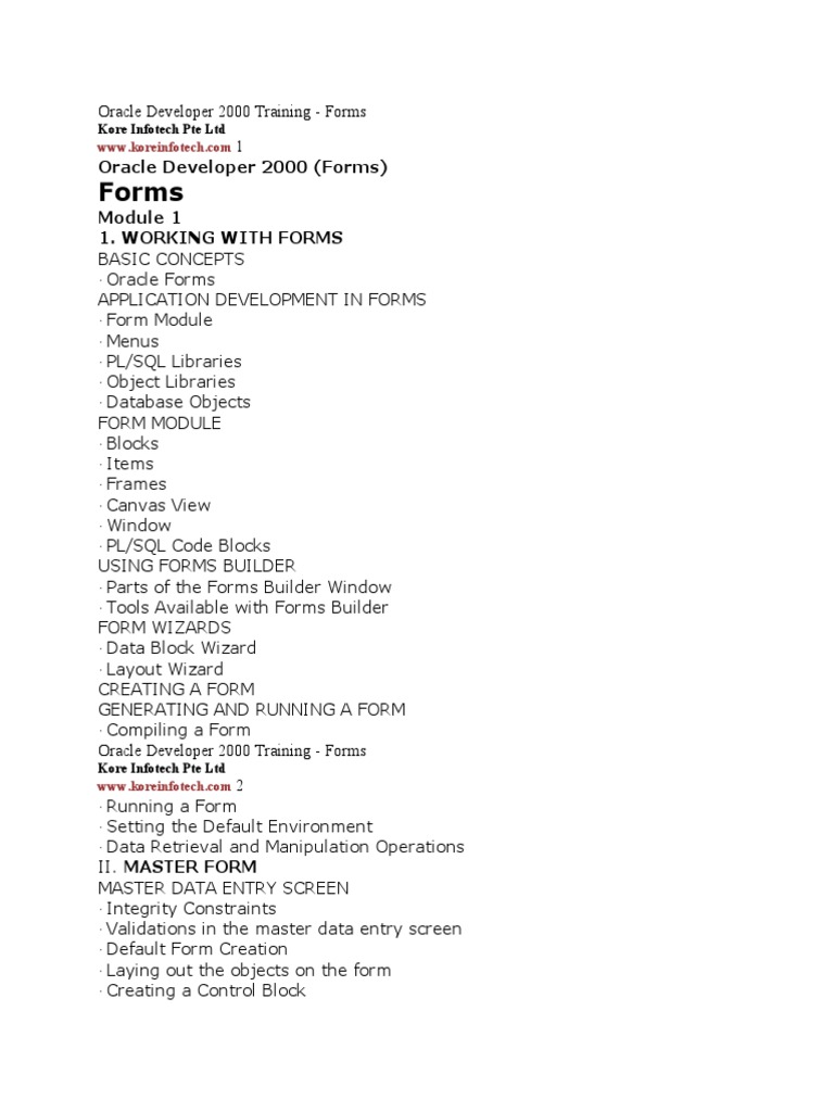 Oracle Developer 2000 Training | PDF | Pl/Sql | Data Management