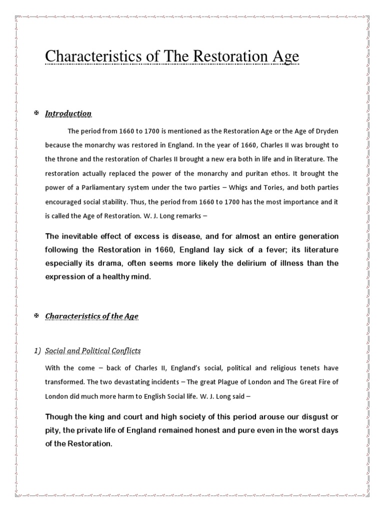 Characteristics of The Neoclassical Age PDF English Literature