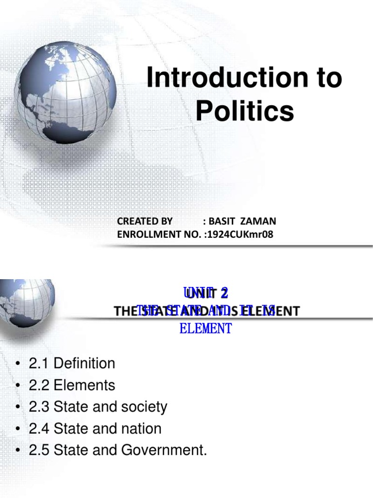 Elements of State in Political Science | PDF | Sovereignty | State (Polity)