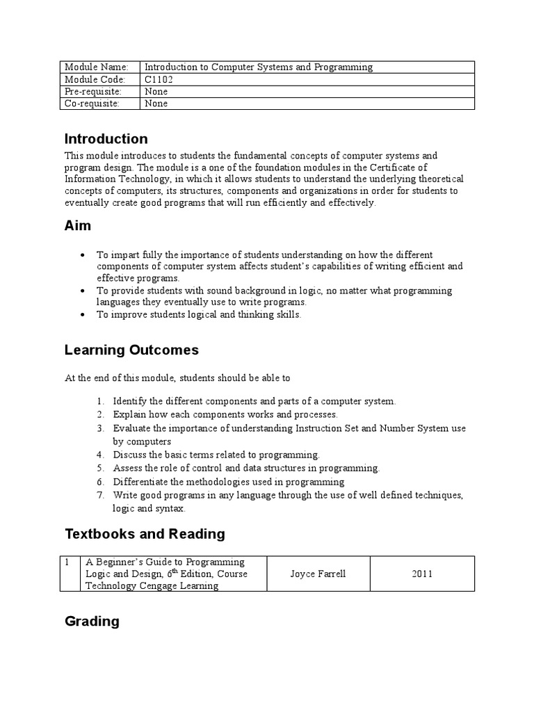C1102 Introduction To Computer Systems and Programming | PDF | Computer ...