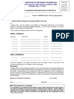 Registration Form Mtech PDF