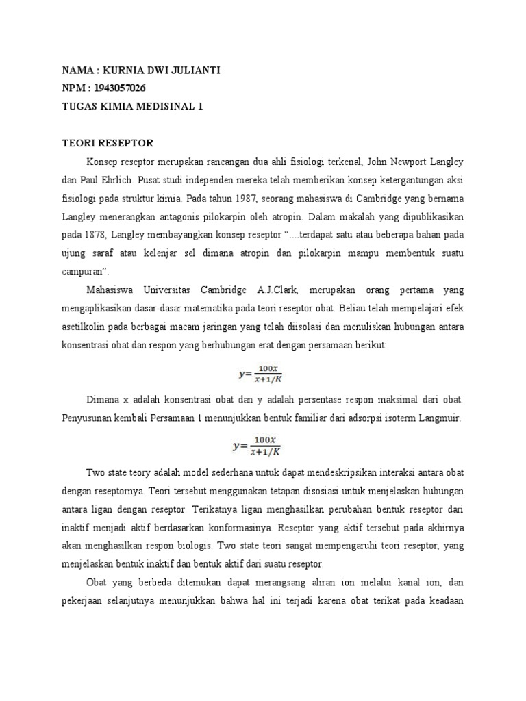 Teori Reseptor dalam Kimia Medisinal | PDF | Pengembangan Diri ...