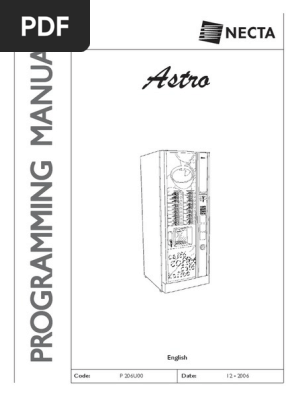Necta Astro Vending Machine Manual | PDF | Vending Machine | Coffee