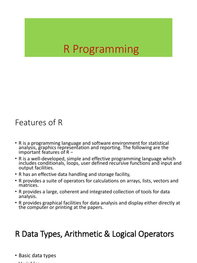 R Programming PDF PDF Array Data Structure Categorical Variable
