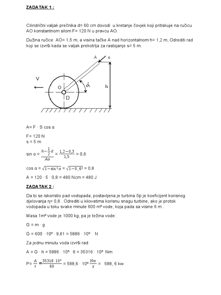 Zadaci mehanički rad 1 | PDF