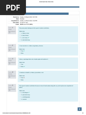 creative nonfiction Second Quarter Exam_ Attempt review.pdf