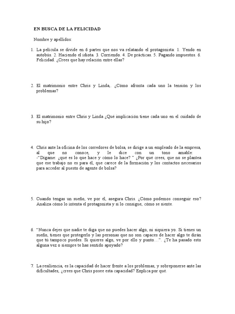 Análisis de "En Busca de la Felicidad" | PDF | Felicidad