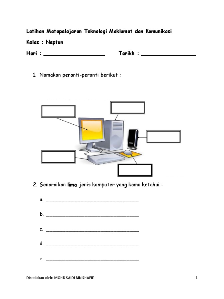 Latihan Matapelajaran Teknologi Maklumat Dan Komunikasi | PDF