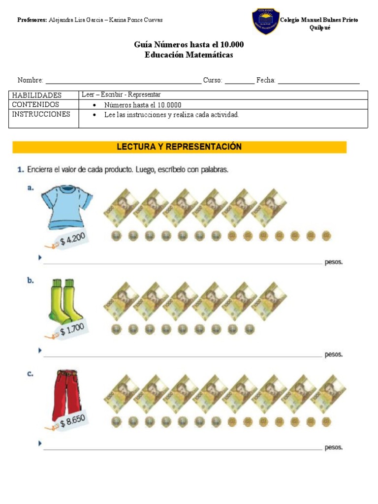 Guía de Números hasta 10,000 en Matemáticas | PDF