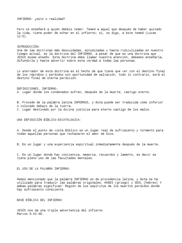 La Doctrina del Infierno en la Biblia | PDF | Infierno | Mitología