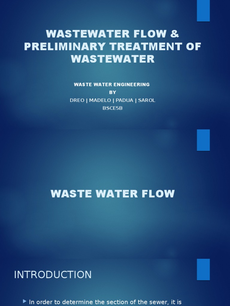 6 Waste Water Flow and Preliminary Treatment of Waste Water | PDF ...