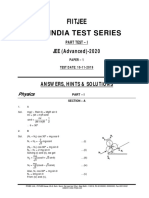 FIITJEE ALL INDIA TEST SERIES PART TEST SOLUTIONS