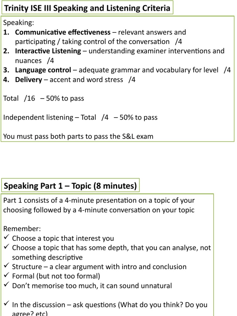 Trinity Ise Iii Speaking Activities Pdf Conversation Communication