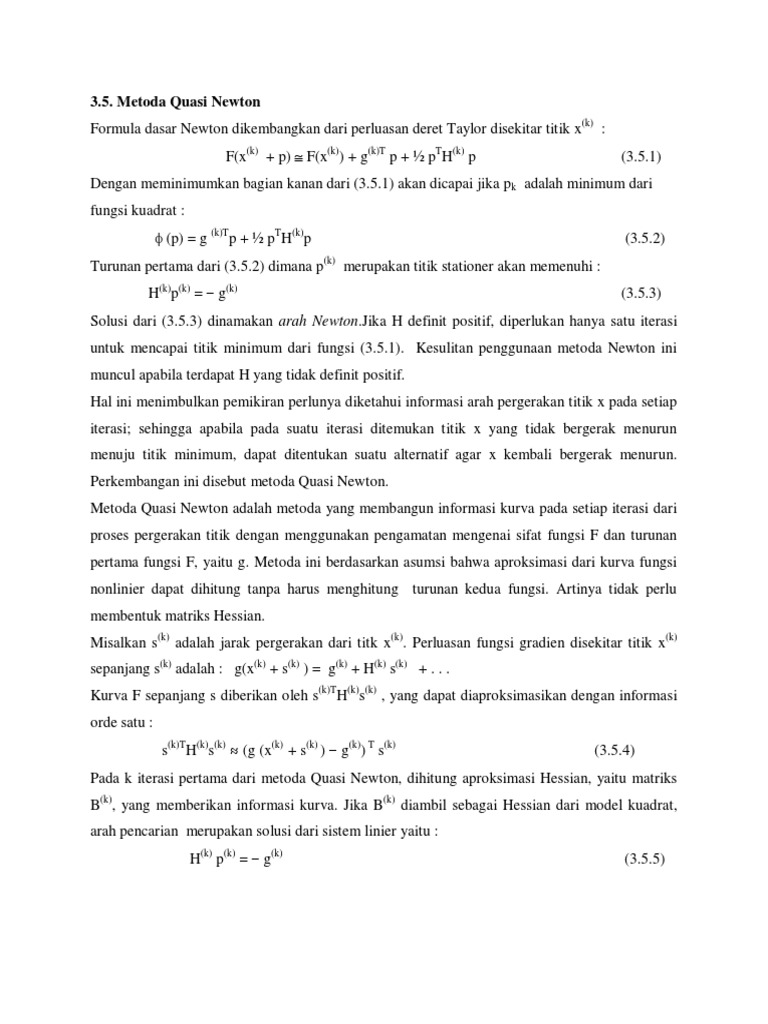 Metoda Quasi Newton dan BFGS | PDF