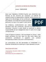 Communique de Presse 200328 Covid19 Groupe Laissons Les Médecins Prescrire