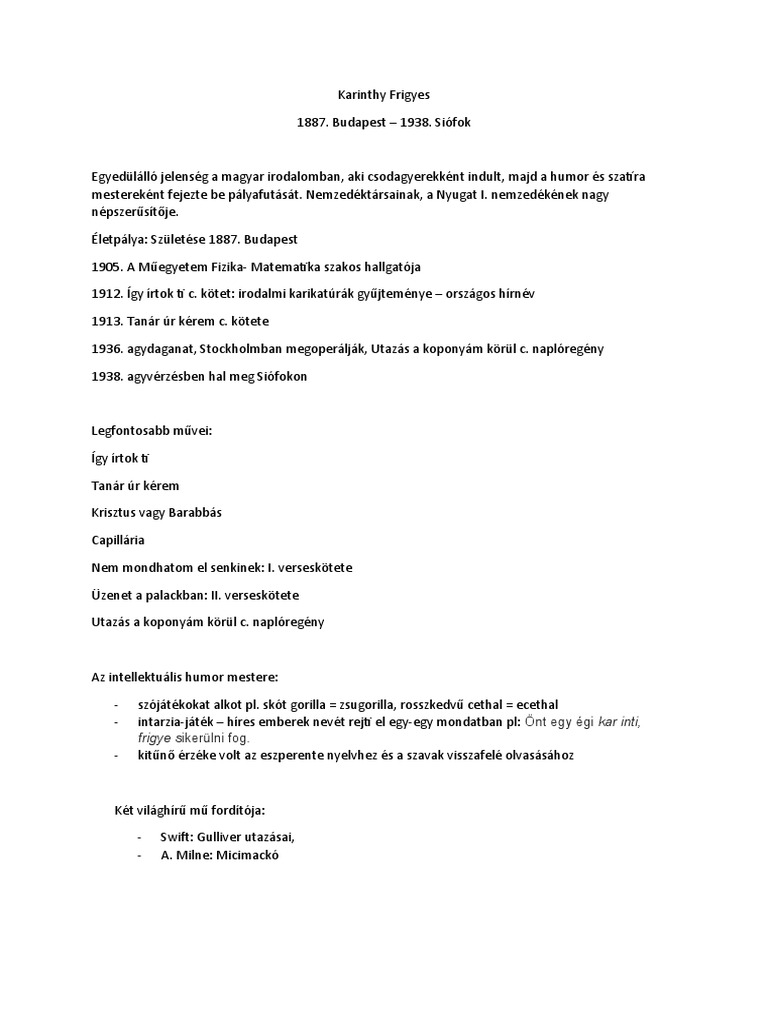 Karinthy Frigyes PDF
