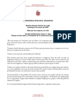 Misa Por Las Mujeres y La Vida. Luján. Homilía Mons. Ojea 08032020 PDF