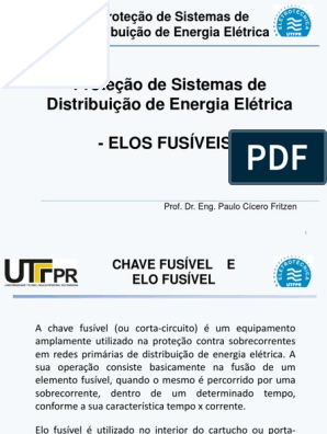 Proteção de Sistemas Elétricos - Elos fusíveis