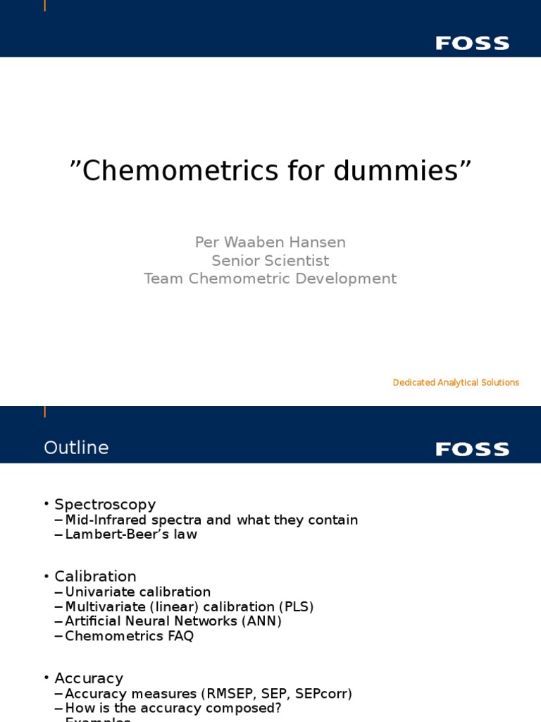 Chemometrics For Dummies 2011 Version PDF Chemometrics Scientific