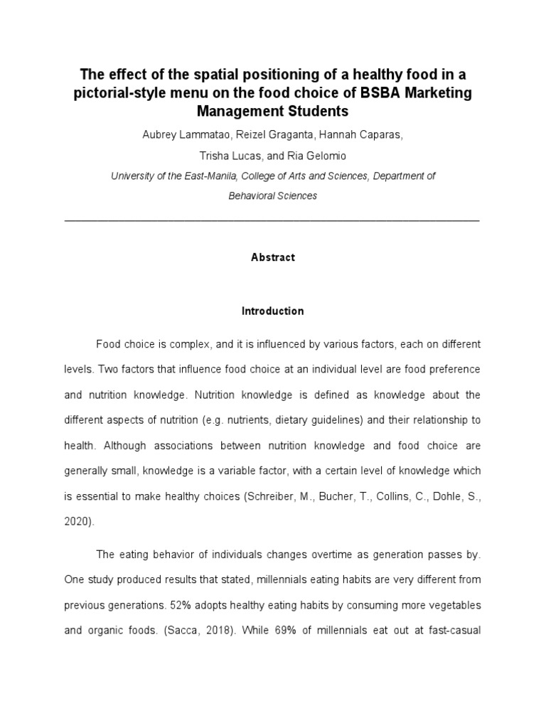 Manuscript Draft 2 | PDF | Intention | Foods