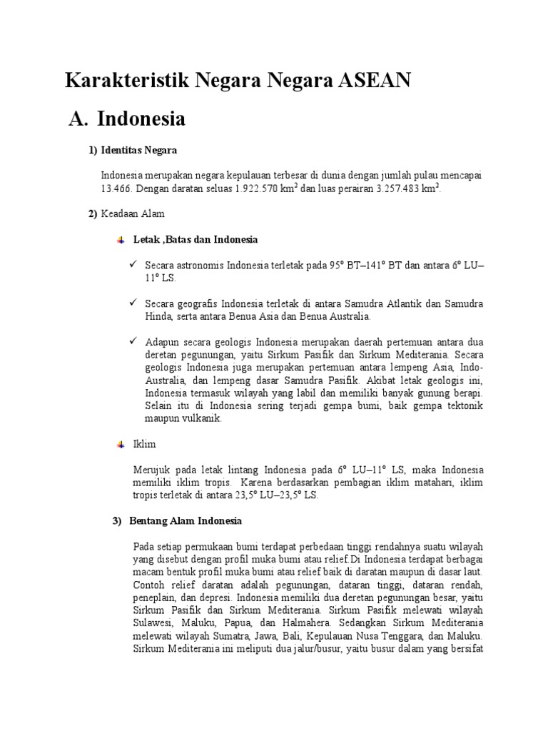 Karakteristik Negara Negara Asean