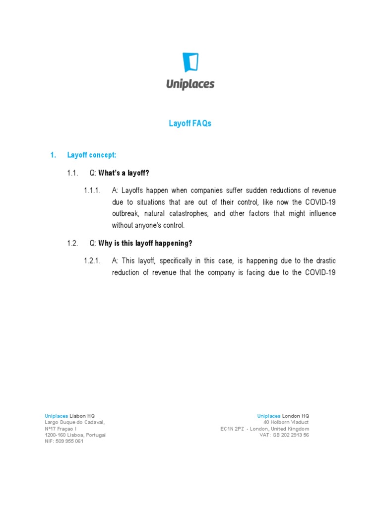 Layoff FAQs - UNIPLACES | PDF | Layoff | Salary