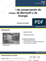 Ecuación de Conservación de Masa, de Bernoulli y de Energía