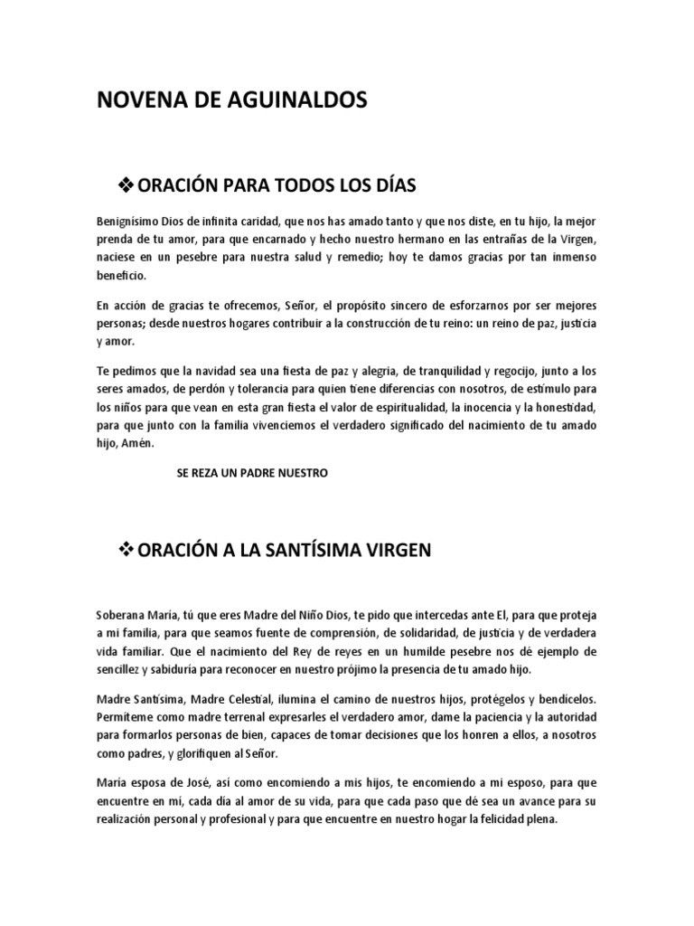 Novena De Aguinaldos Pdf María Madre De Jesús San José