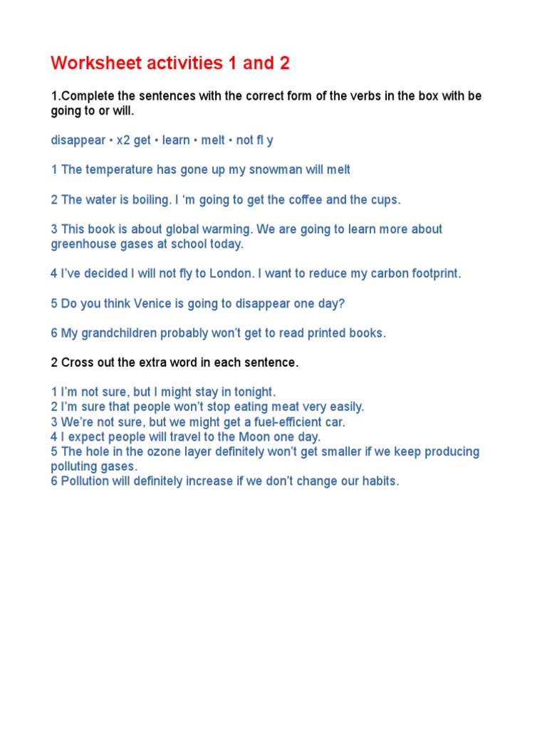 Verb Forms and Sentence Correction Worksheet | PDF | Language Arts ...