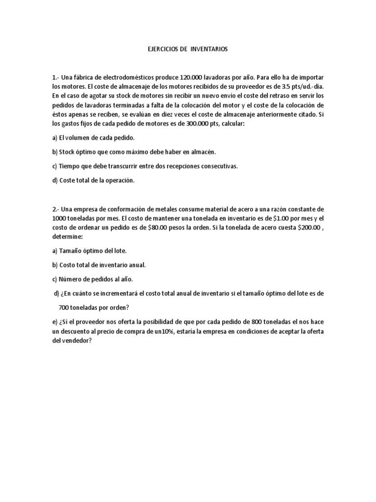Ejercicios Prácticos de Inventarios | PDF