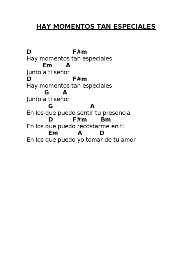 Hay Momentos Tan Especiales Docx Hay momentos tan especiales junto a ti señor. scribd
