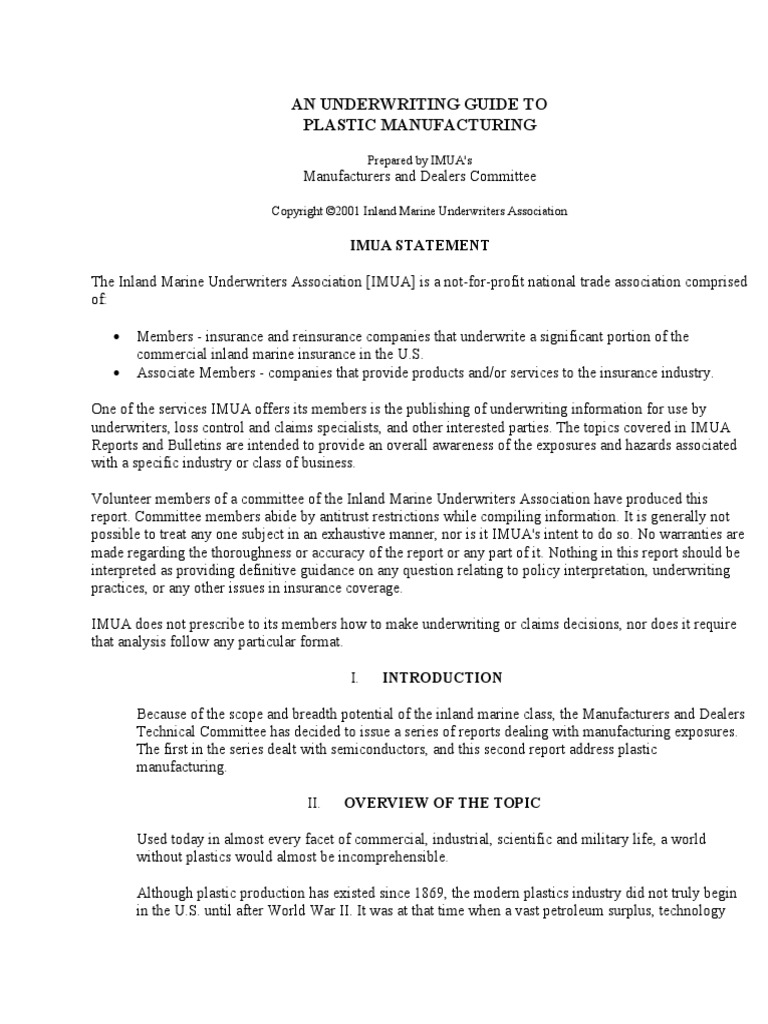 An Underwriting Guide To | PDF | Thermoplastic | Plastic