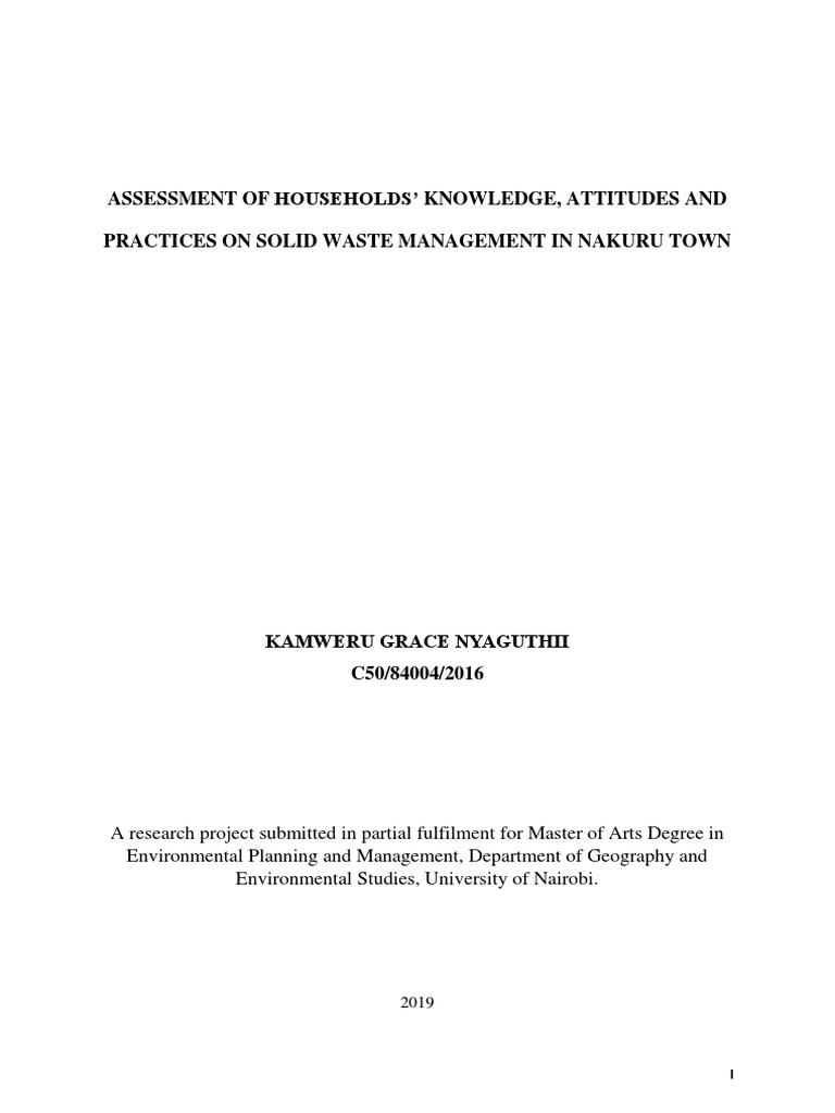 Assessment of Households' Knowledge, Attitudes and Practices On Solid ...