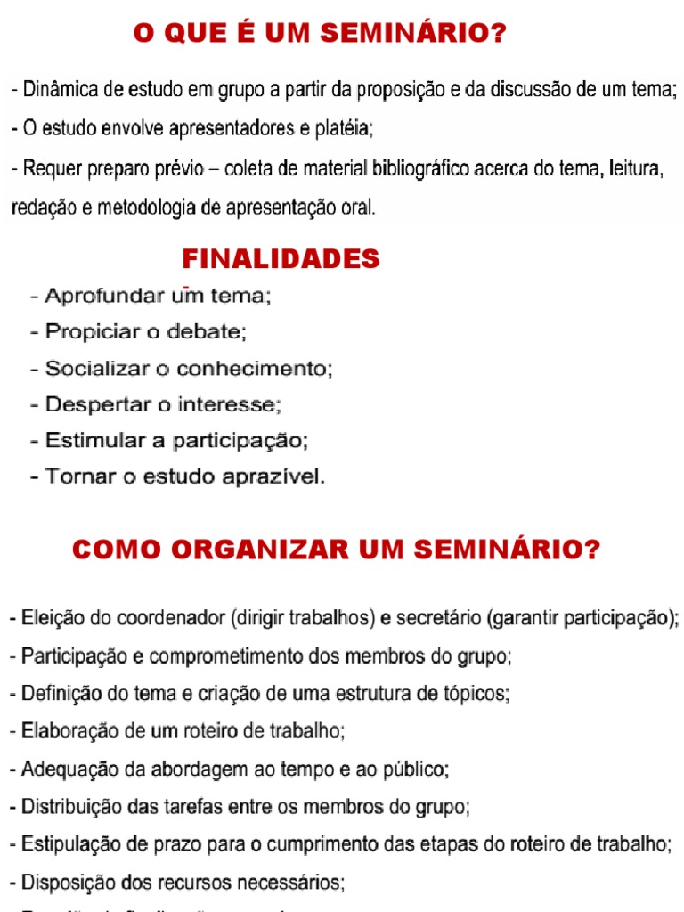 Como Elaborar Seminário. | PDF