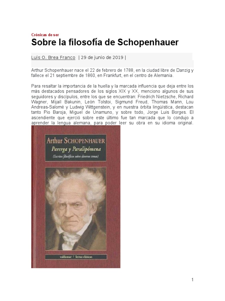 Filosofía y legado de Schopenhauer | PDF | Arthur Schopenhauer ...