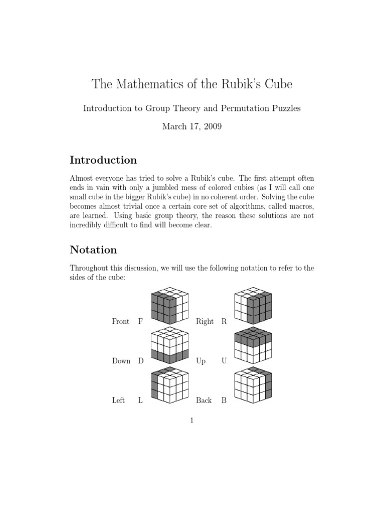 02 Rubik Permutations For The Rubiks Cube PDF | PDF | Home & Garden