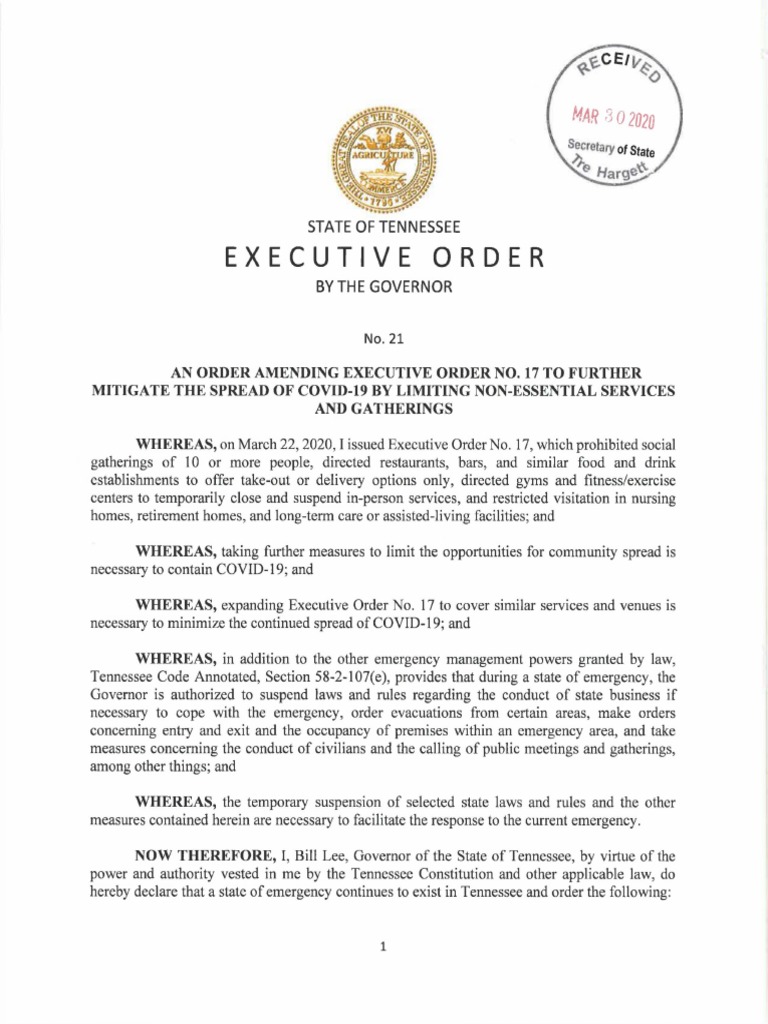 Executive Order PDF Executive Order State Of Emergency