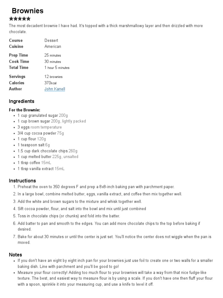 Brownie Recipe Preppy Kitchen PDF PDF Chocolate Brownie Chocolate