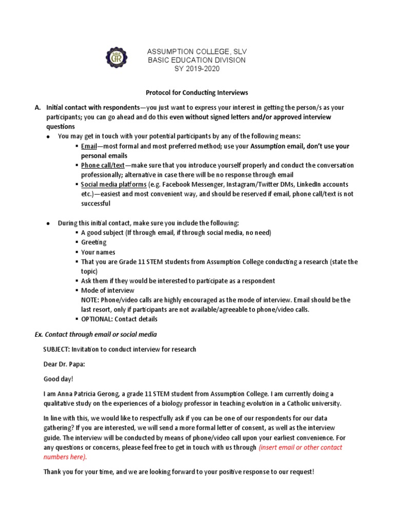 Interview Protocol for Research Study | PDF | Interview | Social Media