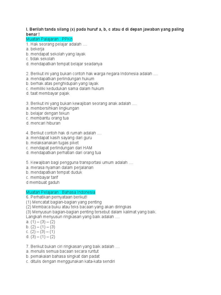Soal Ujian Kelas 6 Kurikulum Merdeka | …