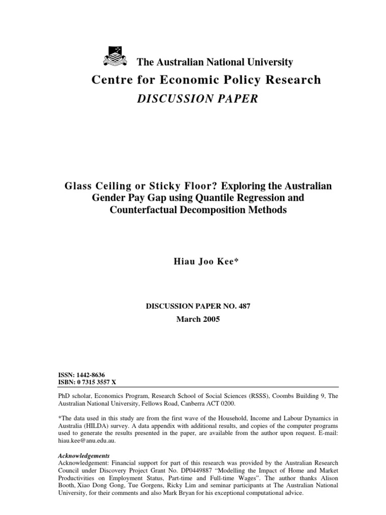 Gender Pay Gab Australia PDF Gender Pay Gap Regression Analysis