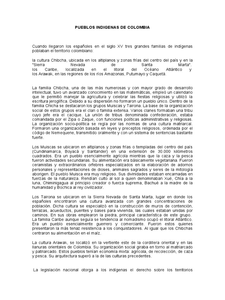 Pueblos Indigenas de Colombia | PDF | Colombia | Pueblos Indígenas de ...